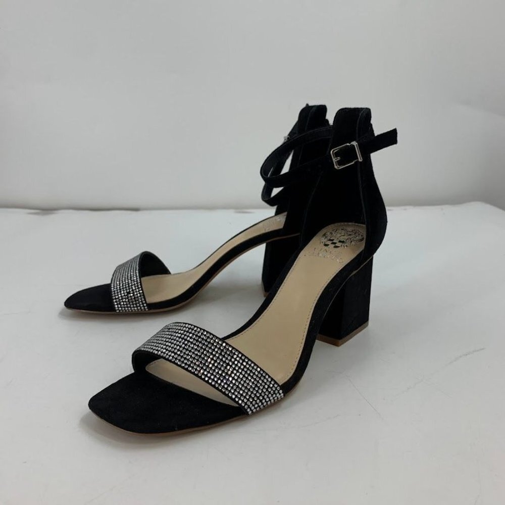 Vince Camuto Black Sandals with Rhinestone Accents
